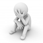 12432428 - stress 3d man sitting on white background