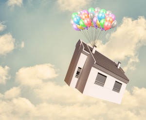 15392739 - house and balloon in sky, outdoor