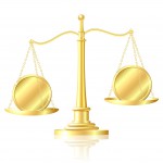 15057364 - coin outweighs another coin on scales vector illustration